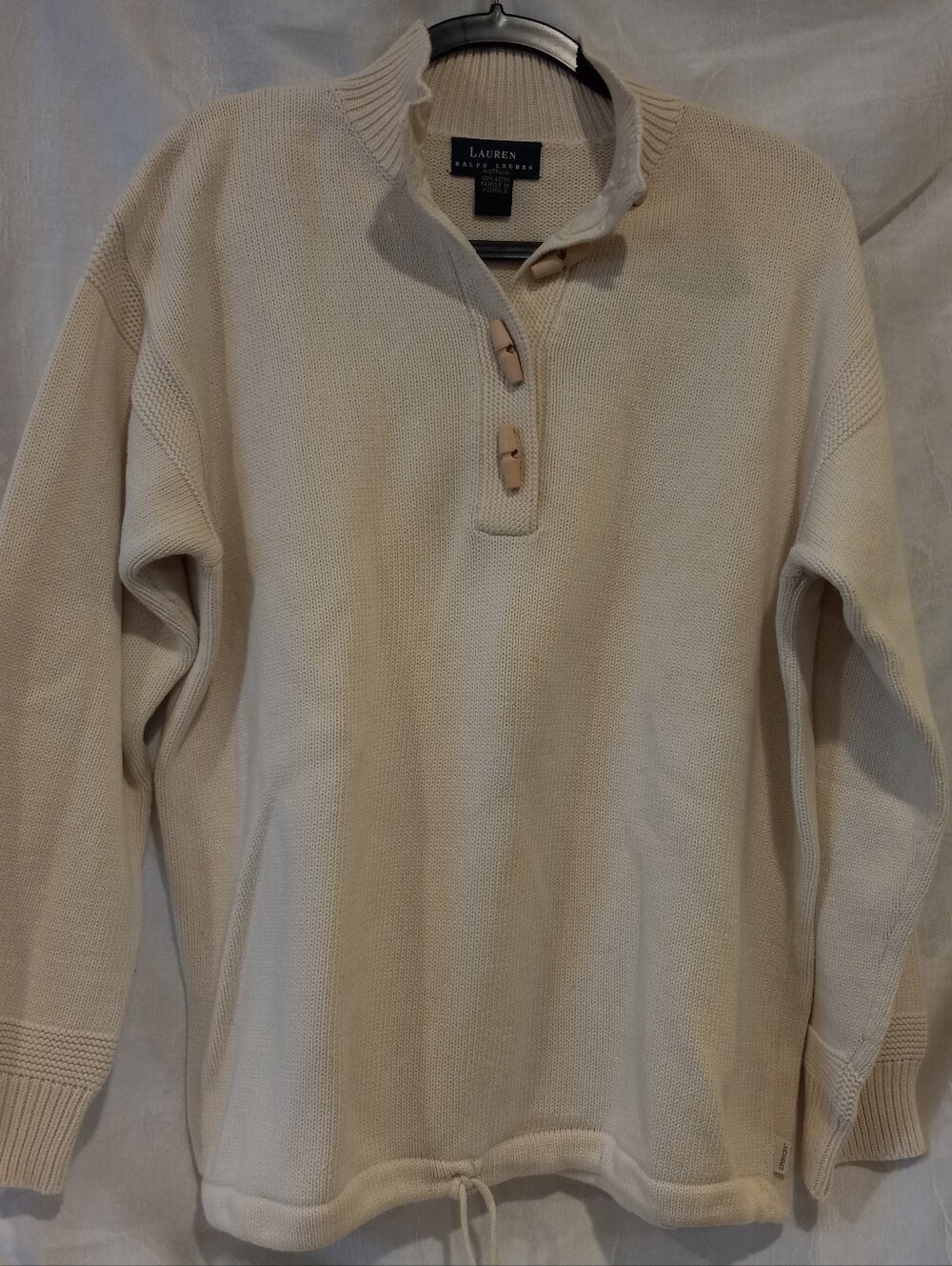 Womens Lauren Ralph Lauren Cream/Ivory Heavy Knit Pullover Sweater XL